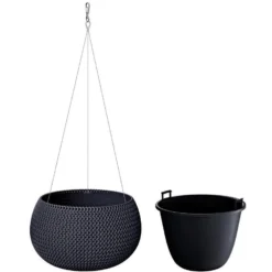 Prosperplast Bloempot Splofy - Ophangbaar - Antraciet - 37 Cm