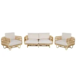 Beliani DOLCEDO Loungeset - Natuurlijk Rotan - 3-delig