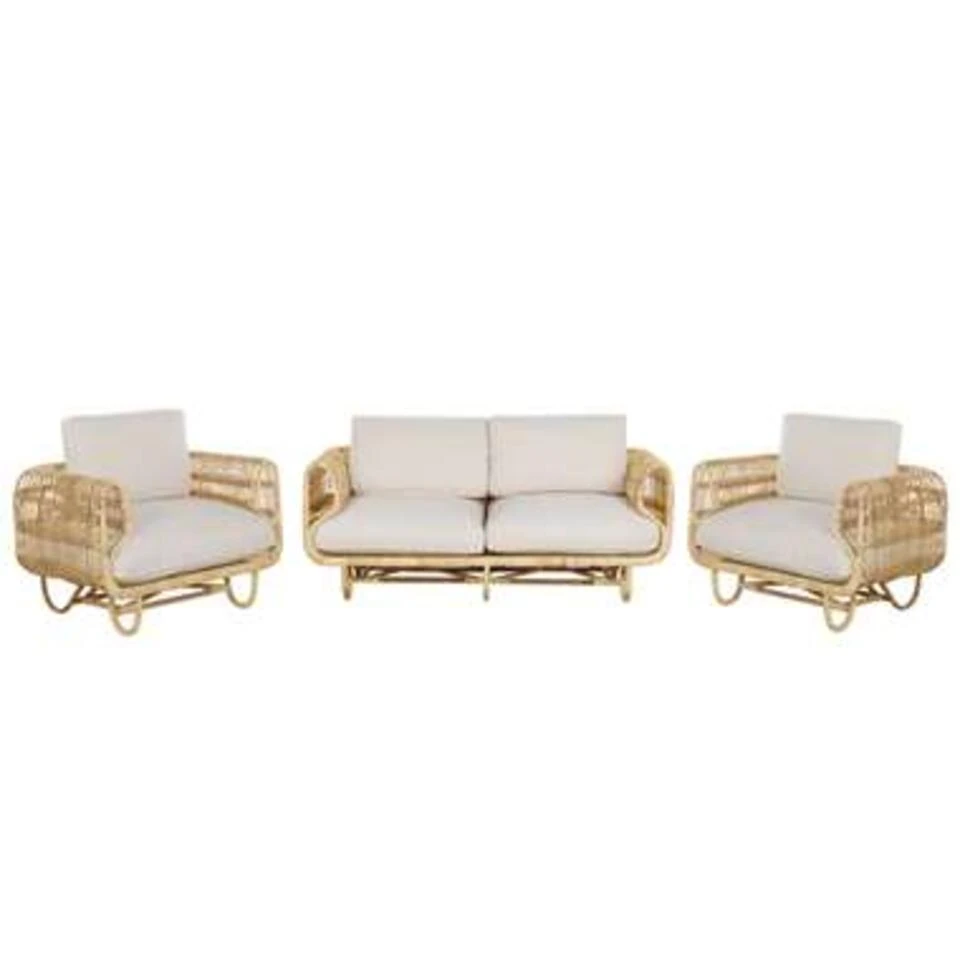 Beliani DOLCEDO Loungeset - Natuurlijk Rotan - 3-delig 1 Beliani DOLCEDO Loungeset - Natuurlijk Rotan - 3-delig