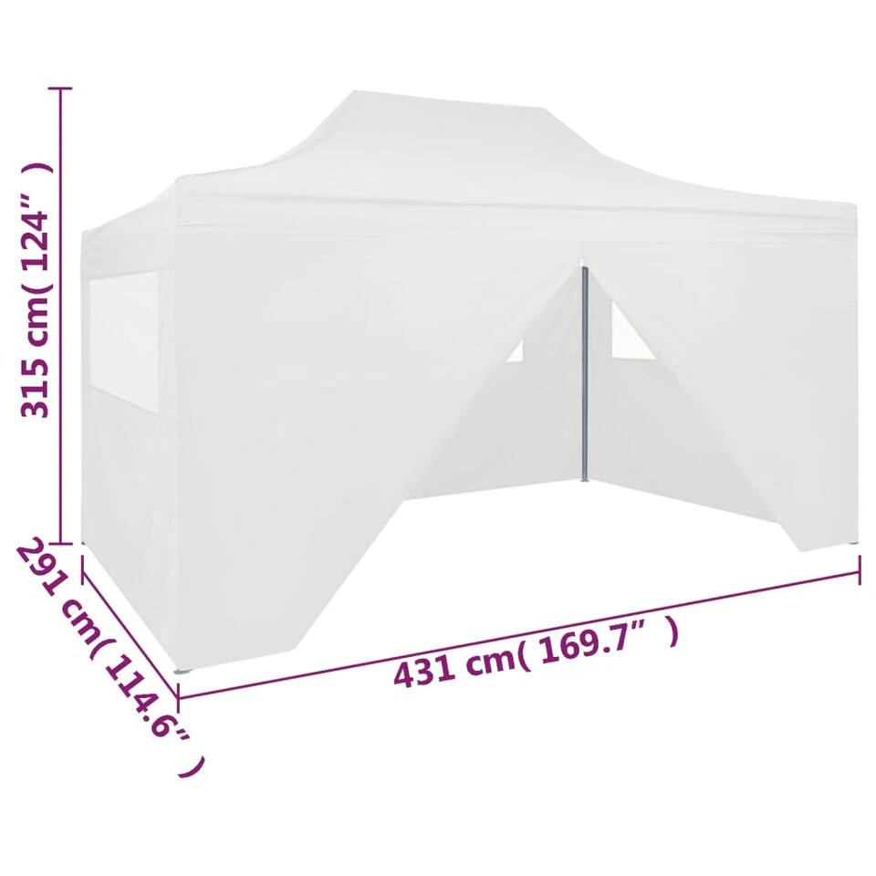 VidaXL Partytent Met 4 Zijwanden Inklapbaar 3x4,5 M Wit 3 VidaXL Partytent Met 4 Zijwanden Inklapbaar 3x4,5 M Wit - Afbeelding 3