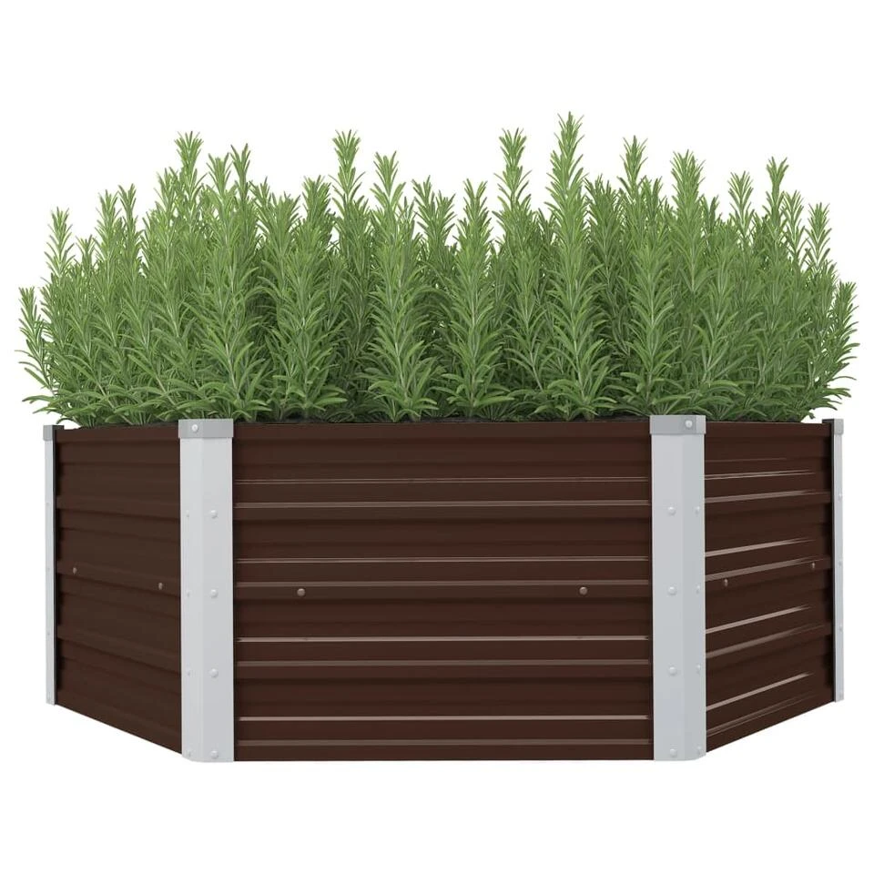 VidaXL Plantenbak Verhoogd 129x129x46 Cm Gegalvaniseerd Staal Bruin 1 VidaXL Plantenbak Verhoogd 129x129x46 Cm Gegalvaniseerd Staal Bruin