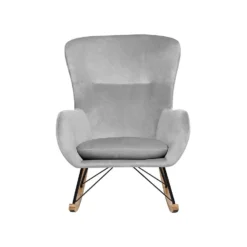 Beliani Schommelstoel ELLAN - Grijs Fluweel -Aerocover Verkoop 2024 18f386e5ff8a4f8b81b0676f64e4c44a