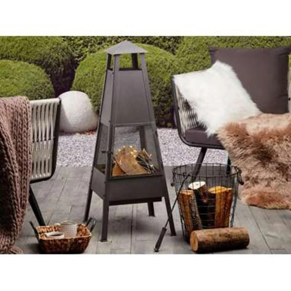 Beliani Vuurkorf Voor Hout YASUR - Zwart Staal 2 Beliani Vuurkorf Voor Hout YASUR - Zwart Staal - Afbeelding 2