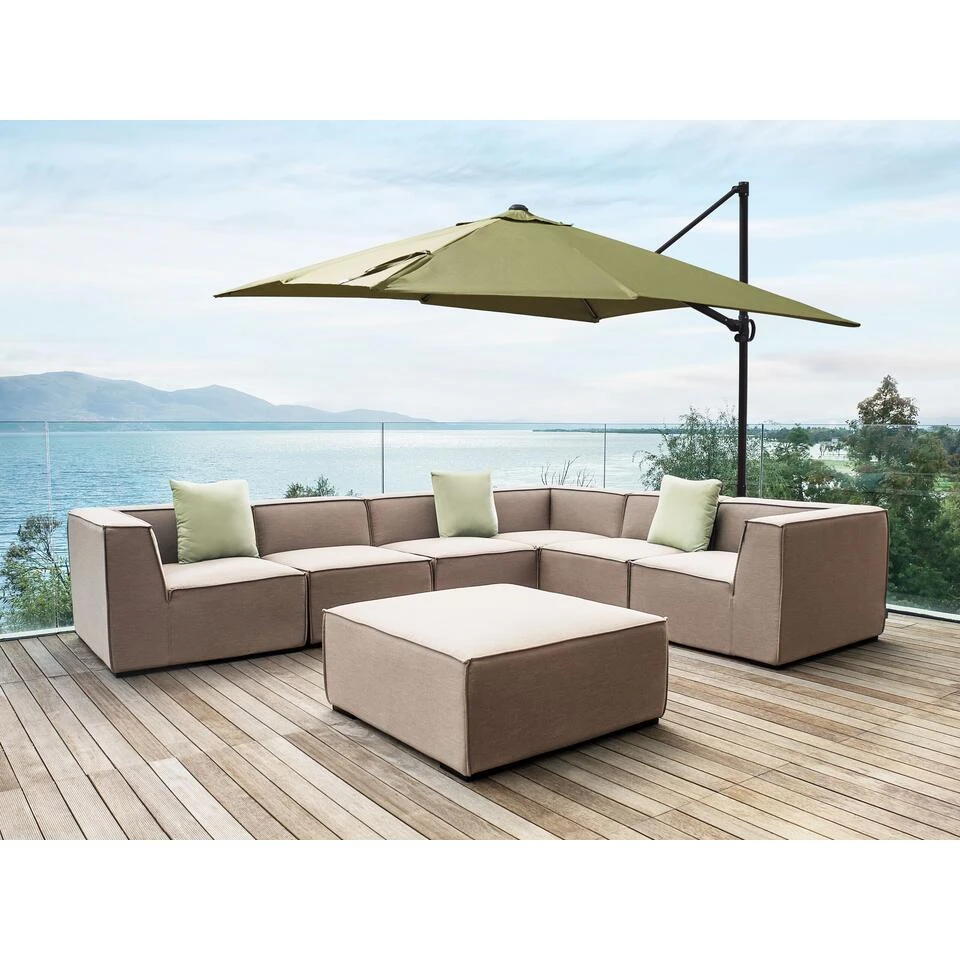 Beliani Cantilever Parasol MONZA II - Groen Polyester 2 Beliani Cantilever Parasol MONZA II - Groen Polyester - Afbeelding 2