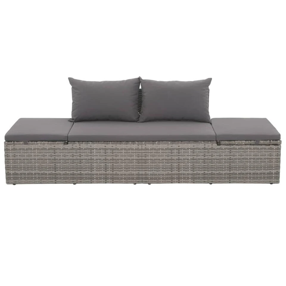 VidaXL Tuinbed 195x60 Cm Poly Rattan Grijs 2 VidaXL Tuinbed 195x60 Cm Poly Rattan Grijs - Afbeelding 2