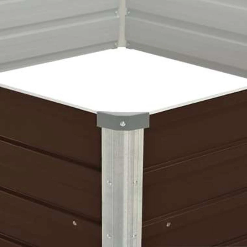 VidaXL Plantenbak Verhoogd 129x129x46 Cm Gegalvaniseerd Staal Bruin 4 VidaXL Plantenbak Verhoogd 129x129x46 Cm Gegalvaniseerd Staal Bruin - Afbeelding 4