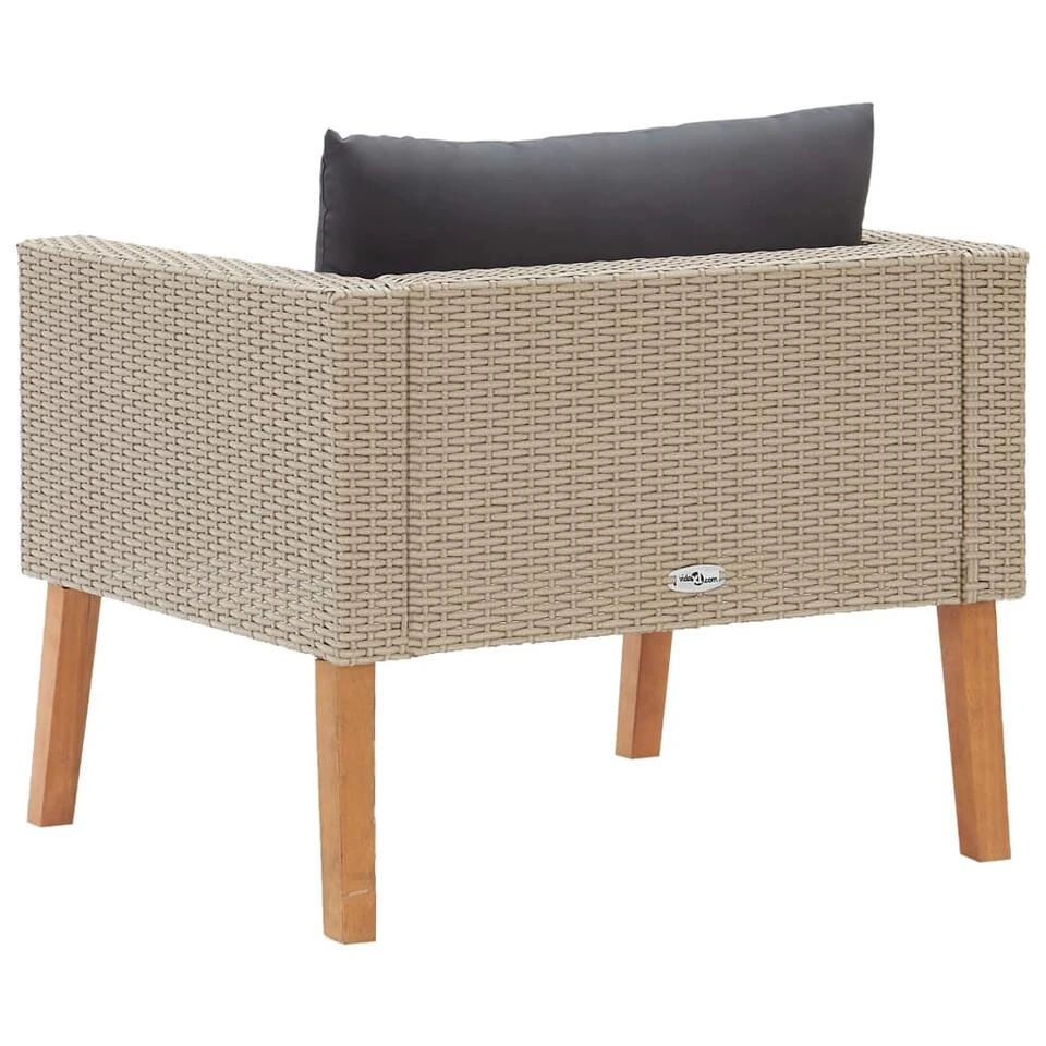 VidaXL Tuinbank Eenzits Met Kussens Poly Rattan Beige 3 VidaXL Tuinbank Eenzits Met Kussens Poly Rattan Beige - Afbeelding 3