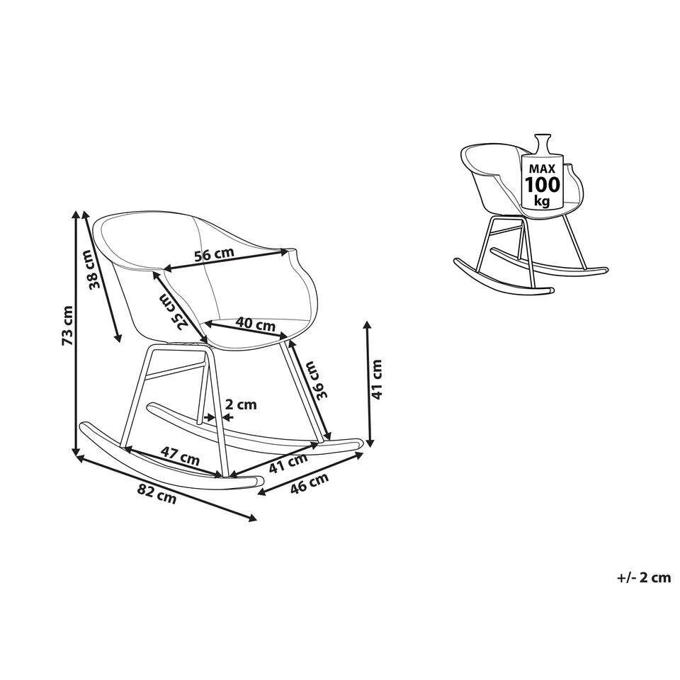 Beliani Schommelstoel HARMONY - Roze Polypropyleen 3 Beliani Schommelstoel HARMONY - Roze Polypropyleen - Afbeelding 3