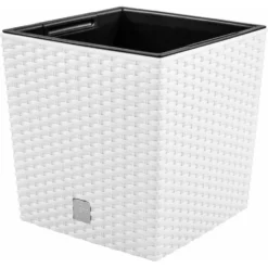 Prosperplast Plantenbak Rato - Wit - Rotan - Kunststof - 32 Cm -Aerocover Verkoop 2024 5441df2d5f384f2599bffaf1115d9989