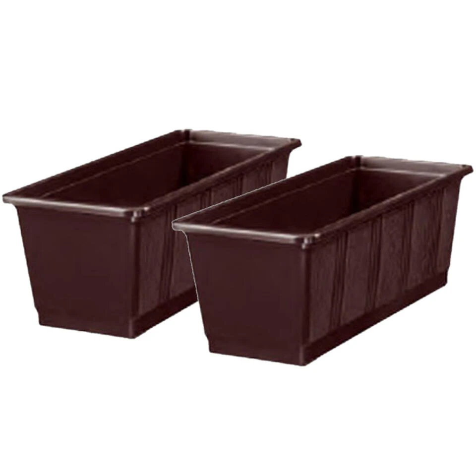 Geli Plantenbak - Bruin - Rechthoekig - 40 X 17,5 X 14,5 Cm 2 Geli Plantenbak - Bruin - Rechthoekig - 40 X 17,5 X 14,5 Cm - Afbeelding 2