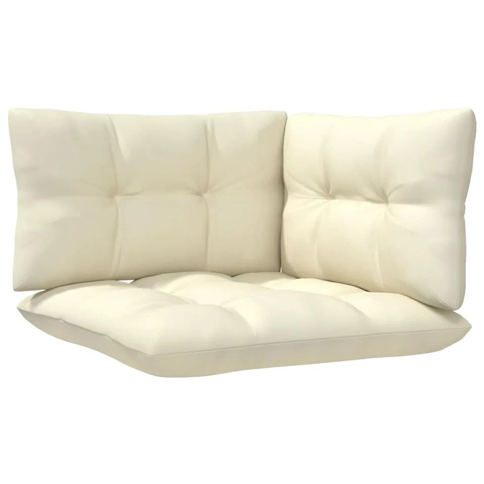 VidaXL 3-delige Loungeset Met Crèmekleurige Kussens Massief Grenenhout 4 VidaXL 3-delige Loungeset Met Crèmekleurige Kussens Massief Grenenhout - Afbeelding 4