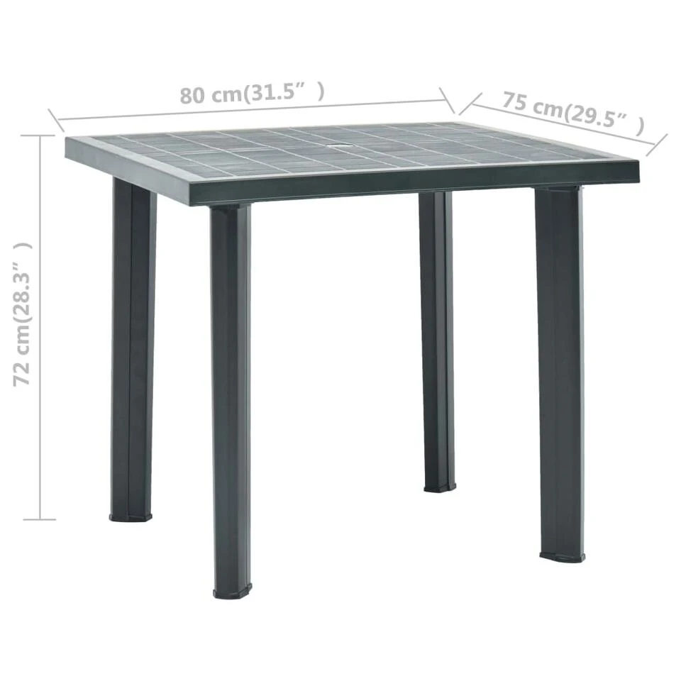 VidaXL Tuintafel 80x75x72 Cm Kunststof Groen 3 VidaXL Tuintafel 80x75x72 Cm Kunststof Groen - Afbeelding 3