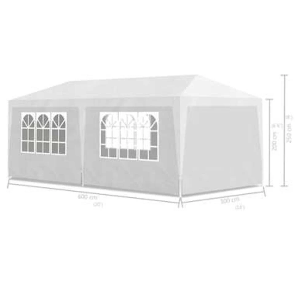 VidaXL Partytent 3x6 M Wit 4 VidaXL Partytent 3x6 M Wit - Afbeelding 4