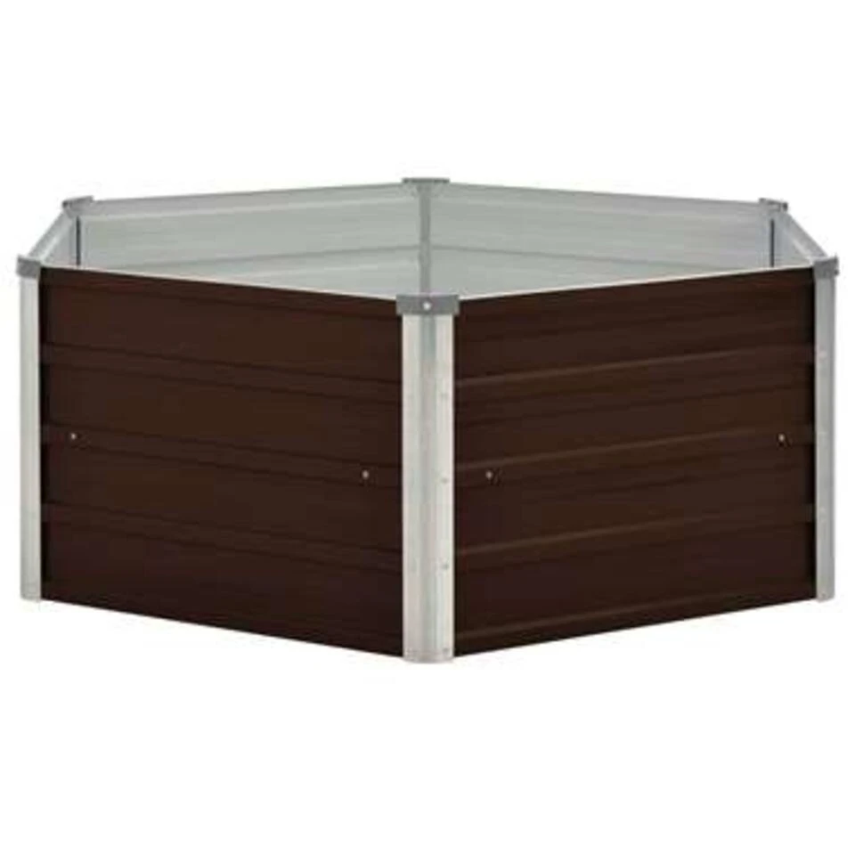 VidaXL Plantenbak Verhoogd 129x129x46 Cm Gegalvaniseerd Staal Bruin 3 VidaXL Plantenbak Verhoogd 129x129x46 Cm Gegalvaniseerd Staal Bruin - Afbeelding 3