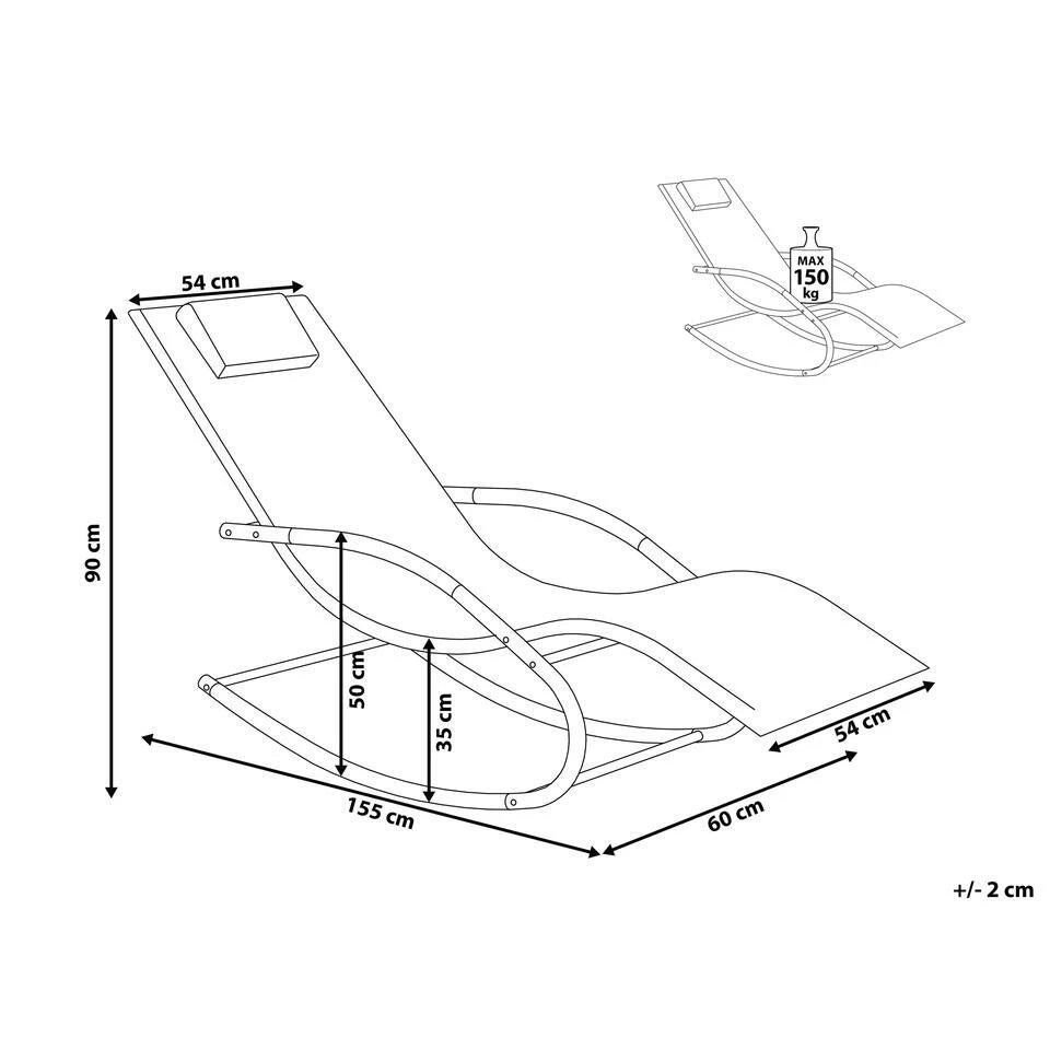 Beliani Tuinligstoel CARANO II - Rood Staal, Textiel 3 Beliani Tuinligstoel CARANO II - Rood Staal, Textiel - Afbeelding 3