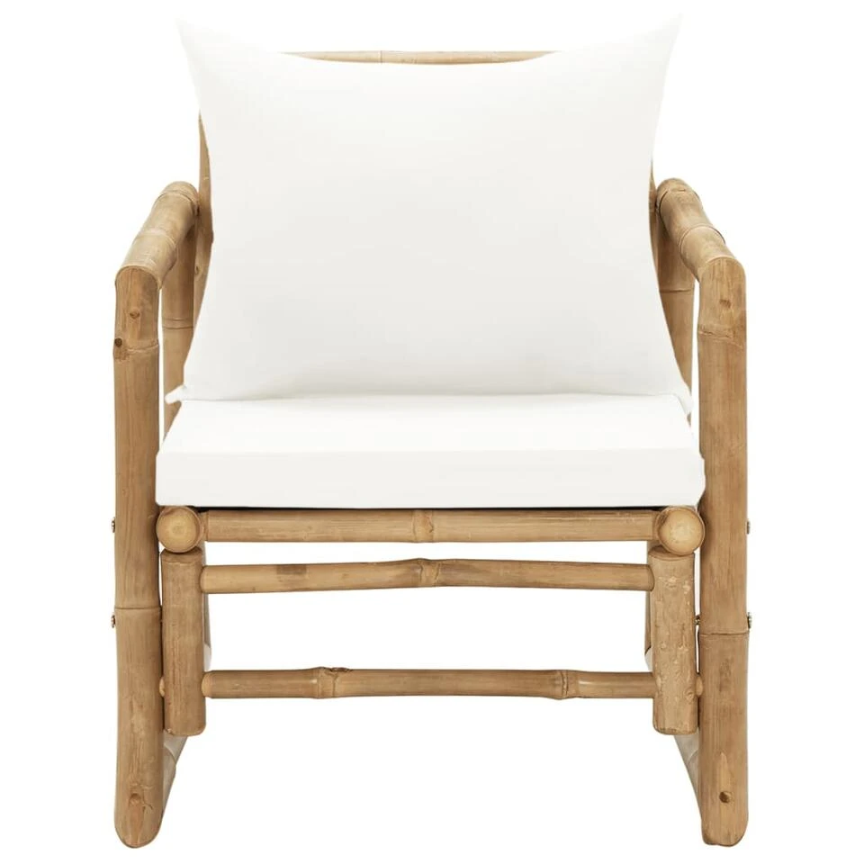 VidaXL Tuinstoelen 2 St Met Kussens Bamboe 2 VidaXL Tuinstoelen 2 St Met Kussens Bamboe - Afbeelding 2