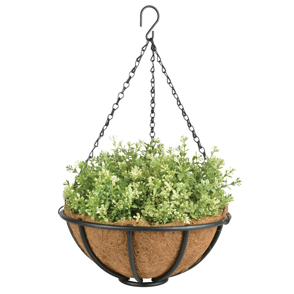 Esschert Design Hanging Basket - Metaal - Zwart - Met Inlegvel - 30 Cm 2 Esschert Design Hanging Basket - Metaal - Zwart - Met Inlegvel - 30 Cm - Afbeelding 2