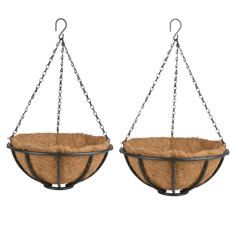 Esschert Design Hanging Basket - Metaal - Zwart - Met Inlegvel - 30 Cm 3 Esschert Design Hanging Basket - Metaal - Zwart - Met Inlegvel - 30 Cm - Afbeelding 3