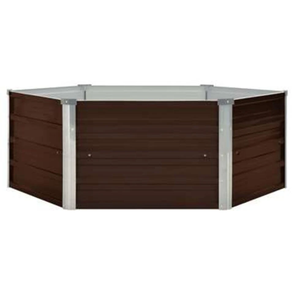VidaXL Plantenbak Verhoogd 129x129x46 Cm Gegalvaniseerd Staal Bruin 2 VidaXL Plantenbak Verhoogd 129x129x46 Cm Gegalvaniseerd Staal Bruin - Afbeelding 2