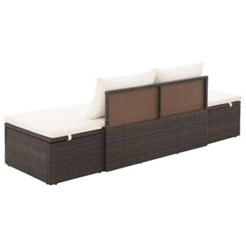 VidaXL Tuinbed 195x60 Cm Poly Rattan Bruin 4 VidaXL Tuinbed 195x60 Cm Poly Rattan Bruin - Afbeelding 4