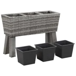 VidaXL Plantenbak Verhoogd Met 3 Potten 72x25x50 Cm Poly Rattan Grijs -Aerocover Verkoop 2026 ee36c63169974d8fb0a2b1c7c0affd58