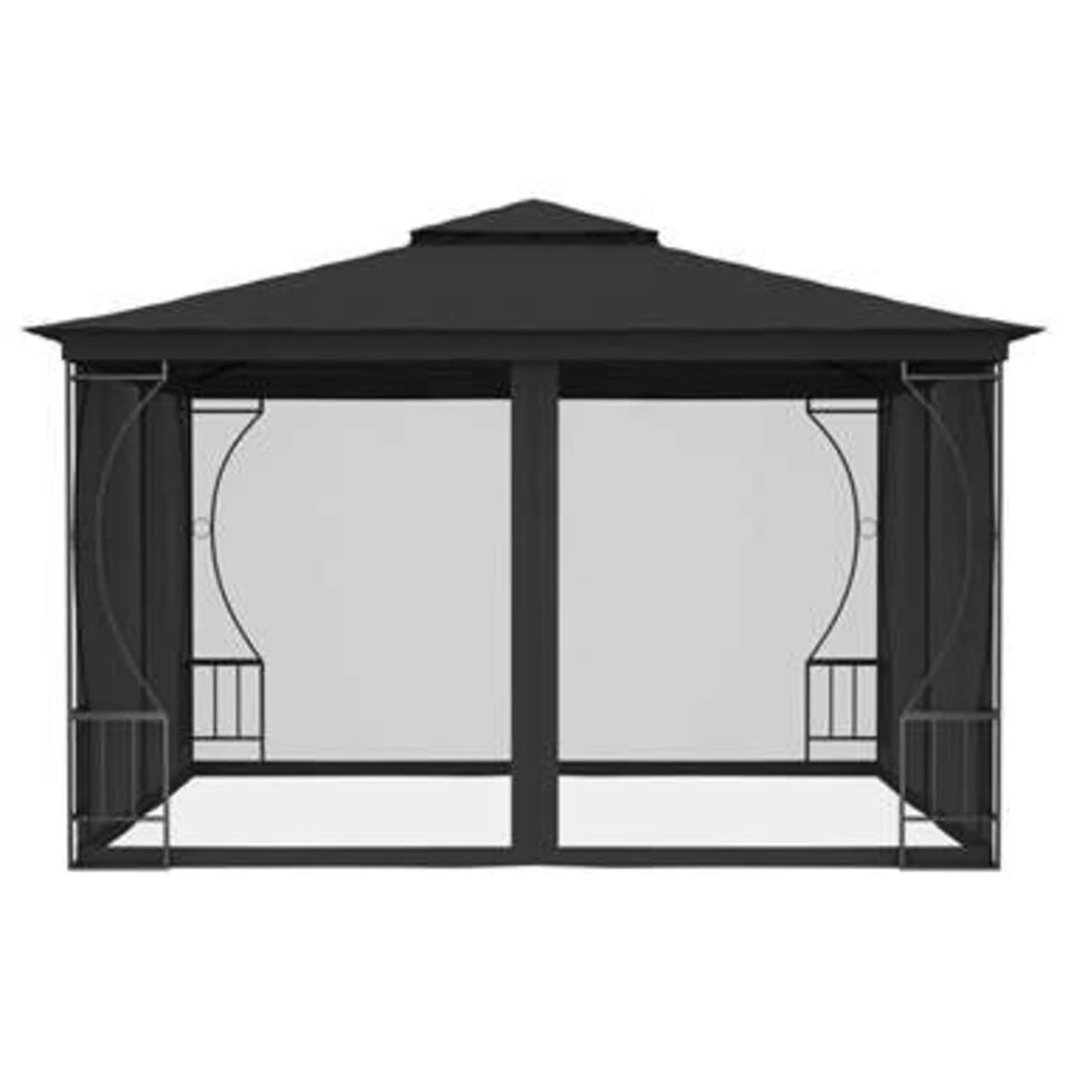 VidaXL Prieel Met Netten 300x300x265 Cm Antracietkleurig 2 VidaXL Prieel Met Netten 300x300x265 Cm Antracietkleurig - Afbeelding 2