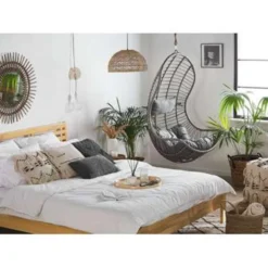 Beliani Hangstoel PINETO - Grijs Pe Rotan -Aerocover Verkoop 2026 f595e670800b46edb11d05d73705b3d1