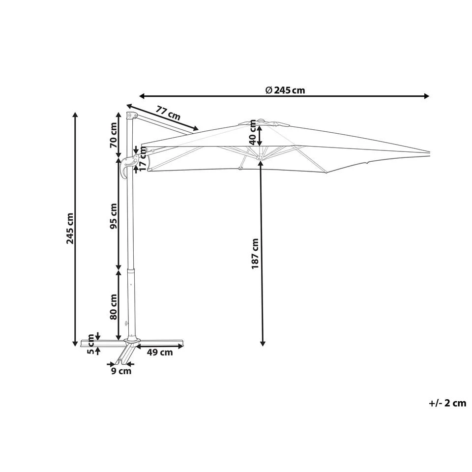 Beliani Cantilever Parasol MONZA II - Groen Polyester 3 Beliani Cantilever Parasol MONZA II - Groen Polyester - Afbeelding 3