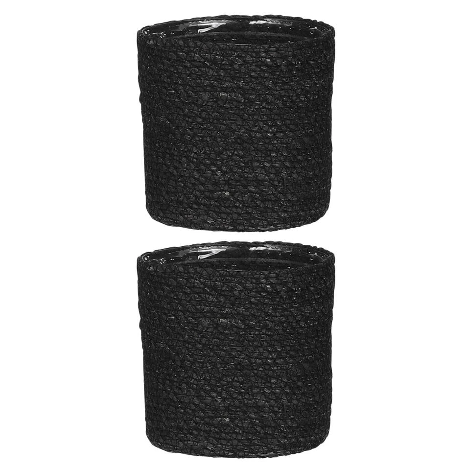 Mica Decorations Bloempot - Rotan - Zwart - Jute - 14 X 14 Cm 3 Mica Decorations Bloempot - Rotan - Zwart - Jute - 14 X 14 Cm - Afbeelding 3